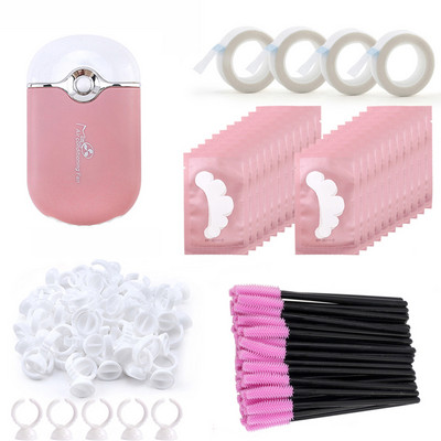 175PCS/Set Umjetne trepavice Set alata za ekstenziju USB ventilator za trepavice Jastučići za oči Ljepilni prsten Silikonske četkice za obrve Traka za presađivanje