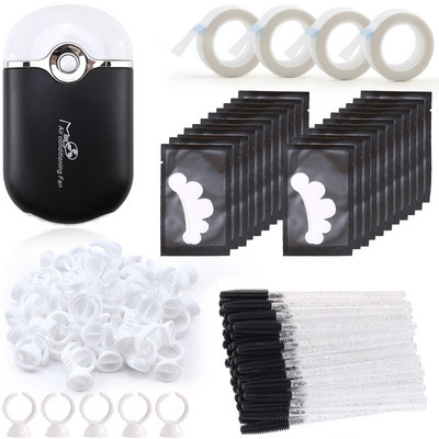 175PCS/Set Umjetne trepavice Set alata za ekstenziju USB ventilator za trepavice Jastučići za oči Ljepilni prsten Silikonske četkice za obrve Traka za presađivanje