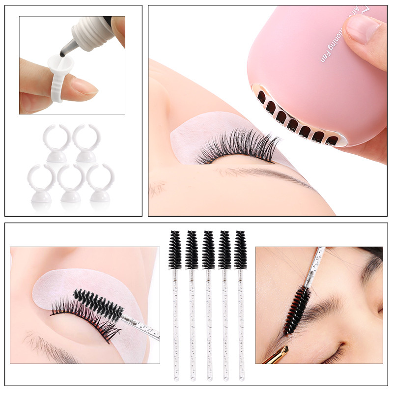 175PCS/Set Umjetne trepavice Set alata za ekstenziju USB ventilator za trepavice Jastučići za oči Ljepilni prsten Silikonske četkice za obrve Traka za presađivanje