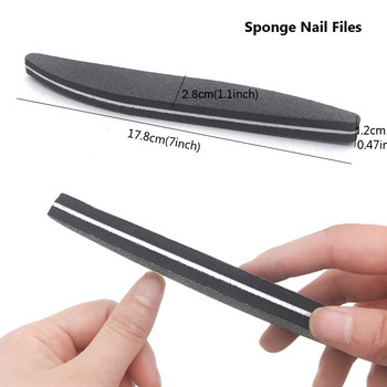 Черен комплект за маникюр от 5 части Гъба Акрилна пила за полиране 100/180 нокти Четка за почистване на прах Полиращ блок за подстригване на нокти