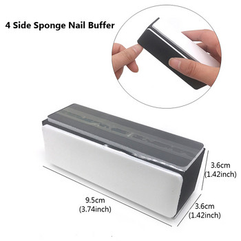 Черен комплект за маникюр от 5 части Гъба Акрилна пила за полиране 100/180 нокти Четка за почистване на прах Полиращ блок за подстригване на нокти