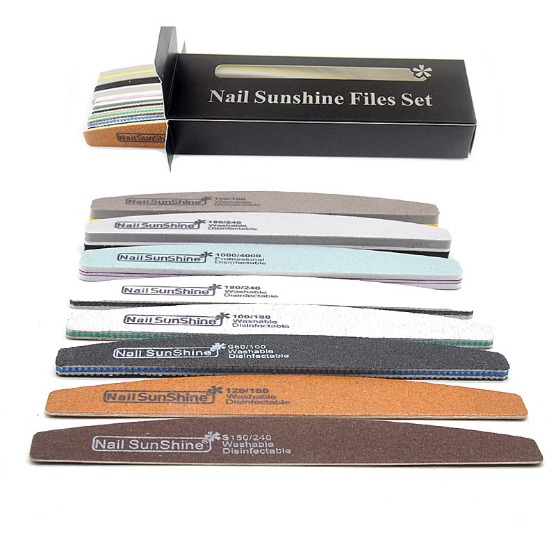 Set de pile de unghii 8 buc/cutie Bloc tampon de șlefuire Pedichiură Manichiură 80/100/120/150/180/240/1000 Limas Pile de unghii cu gel Instrumente