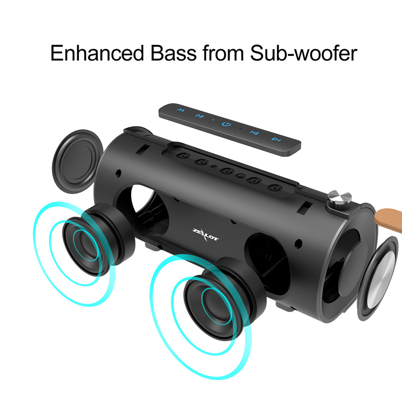 Difuzor Bluetooth stereo Zealot S30 Subwoofer portabil de bas Boombox difuzor wireless Suport card TF, TWS, AUX, unitate flash USB