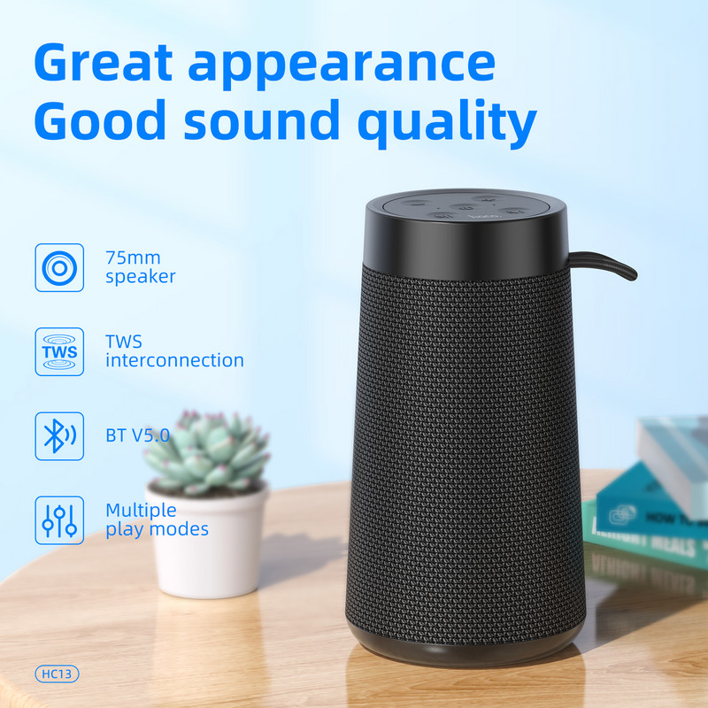 HOCO kültéri hordozható Bluetooth 5.0 zenei hangszóró 3D sztereó 1200 mAh hosszú idejű készenléti vezeték nélküli sporthangszóró támogatás FM AUX TF