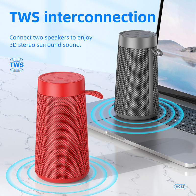 HOCO kültéri hordozható Bluetooth 5.0 zenei hangszóró 3D sztereó 1200 mAh hosszú idejű készenléti vezeték nélküli sporthangszóró támogatás FM AUX TF