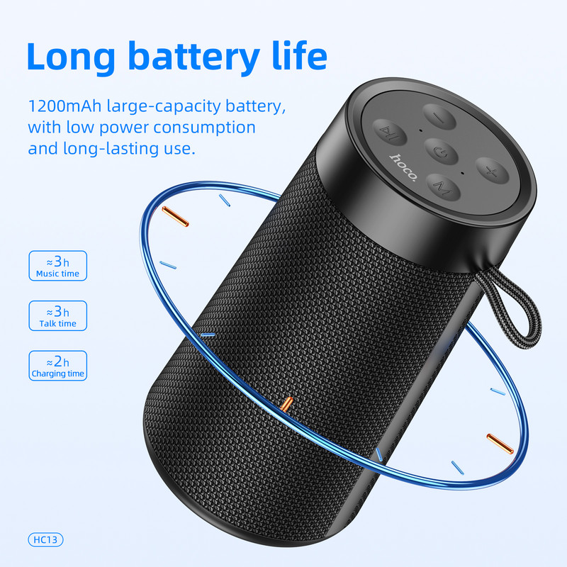 HOCO kültéri hordozható Bluetooth 5.0 zenei hangszóró 3D sztereó 1200 mAh hosszú idejű készenléti vezeték nélküli sporthangszóró támogatás FM AUX TF