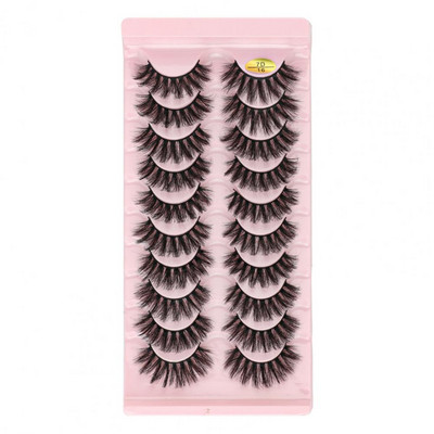 10 Pairs mākslīgās skropstas Wispy Thick Natural Curl Roku darbs pūkains 7D imitācija ūdeles matu skropstas pieaudzēšana pestañas postizas