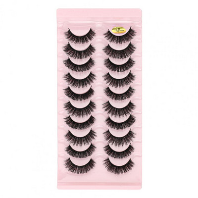 10 Pairs mākslīgās skropstas Wispy Thick Natural Curl Roku darbs pūkains 7D imitācija ūdeles matu skropstas pieaudzēšana pestañas postizas