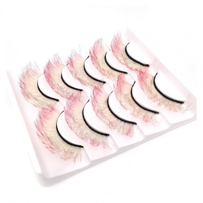 5 perechi de gene false 3D moi, confortabile de purtat, imitație de nurcă, culoare gradient, frumusețe, gene false pentru performanță