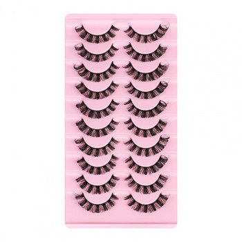 10 ζεύγη ψεύτικες βλεφαρίδες χωρίς υπολείμματα Σε σχήμα D 3D εφέ Lady Handmade Extensions Εργαλείο μακιγιάζ για ψεύτικες βλεφαρίδες
