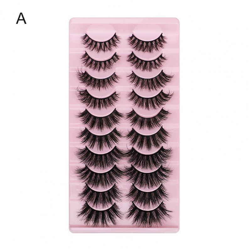 10 pari/kutija Debele umjetne trepavice Lijepe guste šminke Ekstenzije trepavica Imitacija nerc 3D umjetne trepavice