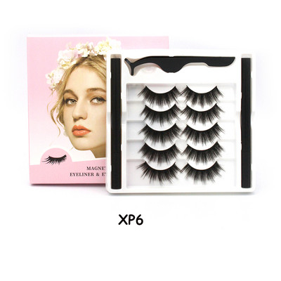 5 чифта магнитни мигли и комплект очна линия Естествени фалшиви мигли Течна очна линия и водоустойчив комплект пинсети Инструменти за грим