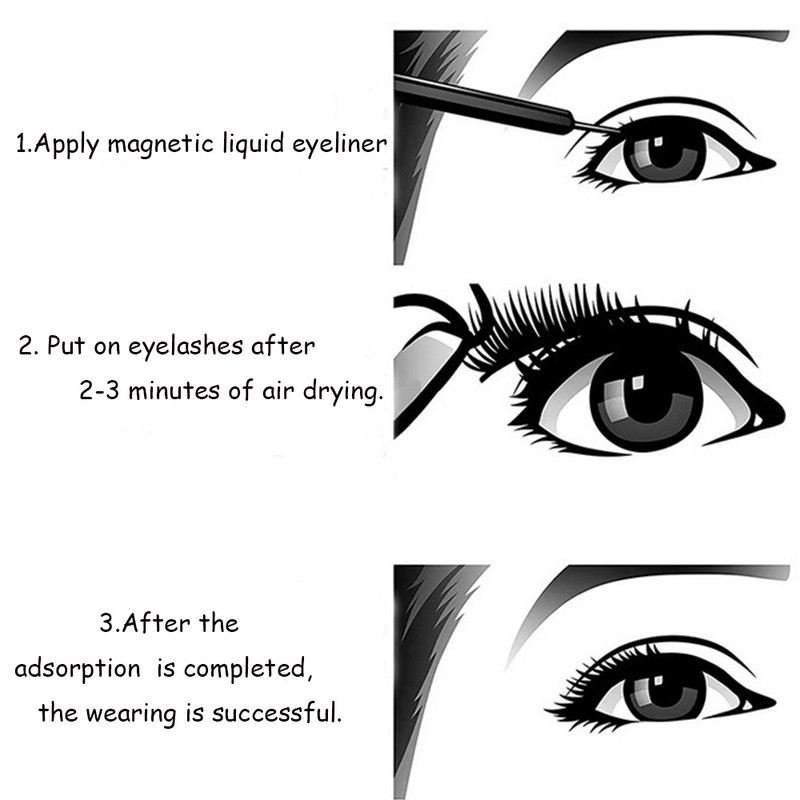5 чифта магнитни мигли и комплект очна линия Естествени фалшиви мигли Течна очна линия и водоустойчив комплект пинсети Инструменти за грим