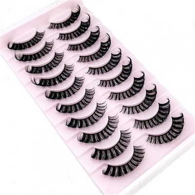10 pár műszempilla bolyhos természetes megjelenés Wispy 3D curling Faux Mink szempillák smink eszköz női pestañas postizas