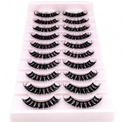 10 pár műszempilla bolyhos természetes megjelenés Wispy 3D curling Faux Mink szempillák smink eszköz női pestañas postizas
