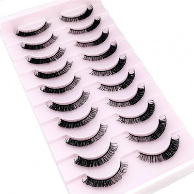 10 pari umjetnih trepavica Fluffy Natural Look Wispy 3D Curling Faux Mink Lashes Alat za šminkanje za žene pestañas postizas