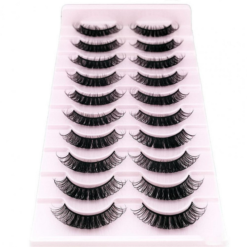 10 pari umjetnih trepavica Fluffy Natural Look Wispy 3D Curling Faux Mink Lashes Alat za šminkanje za žene pestañas postizas