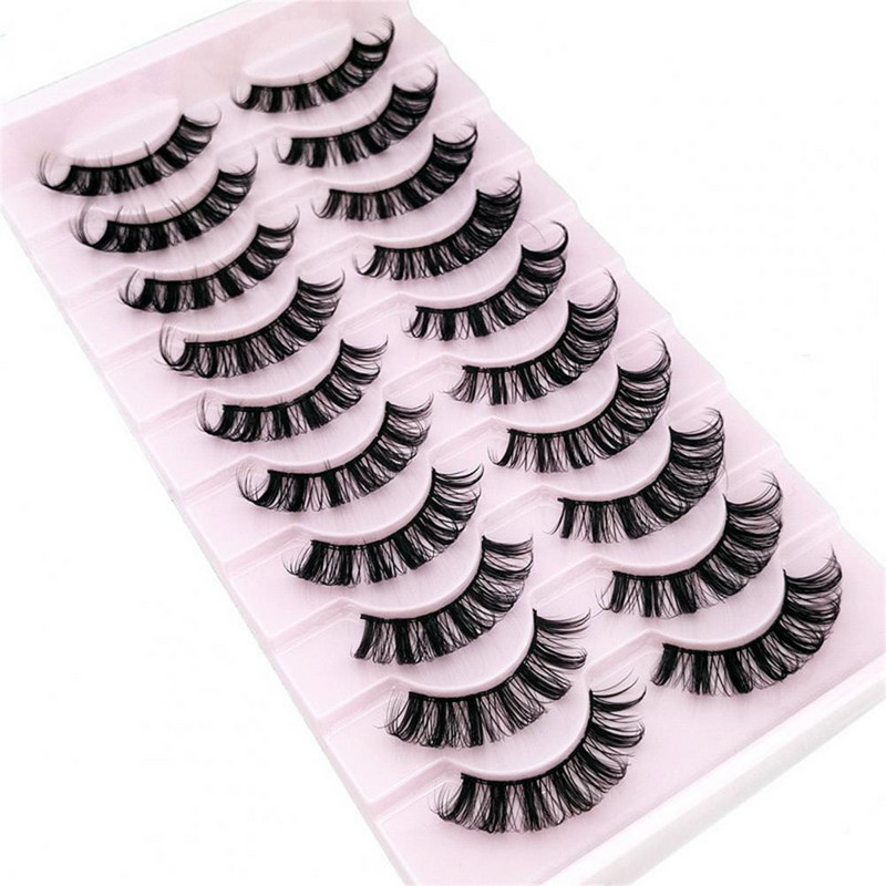 10 pari umjetnih trepavica Fluffy Natural Look Wispy 3D Curling Faux Mink Lashes Alat za šminkanje za žene pestañas postizas