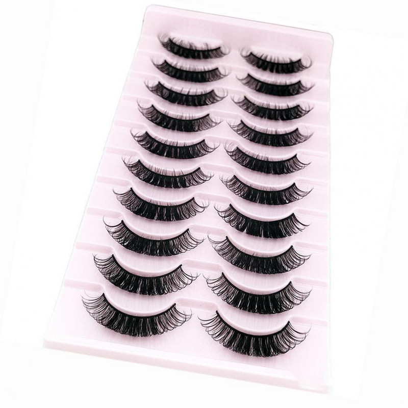 10 pari umjetnih trepavica Fluffy Natural Look Wispy 3D Curling Faux Mink Lashes Alat za šminkanje za žene pestañas postizas