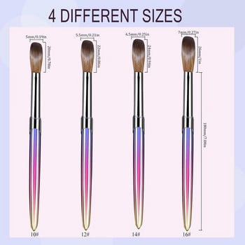 4 τμχ Nail Art Brushes For Acrylic Powder Purple Crystal Acrylic Brush Acrylic Application Nail Extension Carving Nail Salon Home