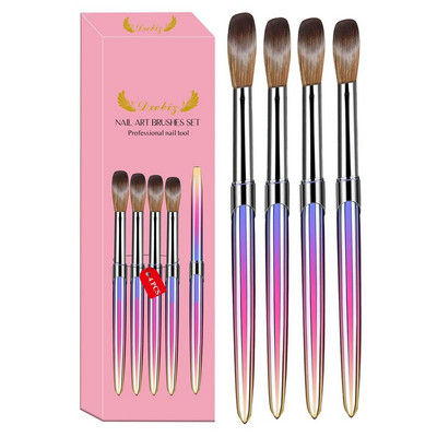 4PCS Nail Art kistovi za akrilni puder Ljubičasti kristalni akrilni kist Akrilna aplikacija Nadogradnja noktiju Rezbarenje Nail Salon Home