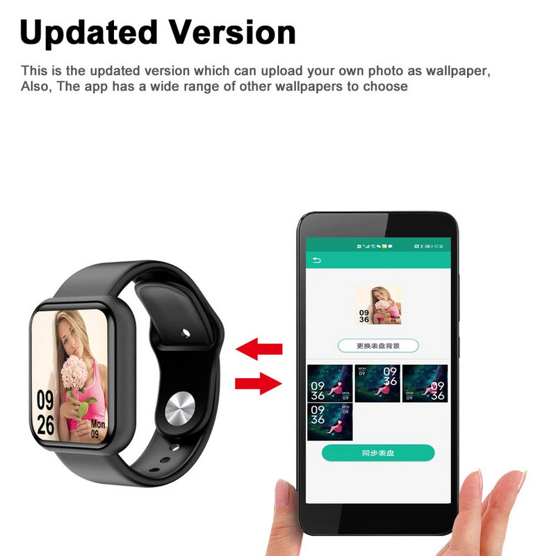 Y68 Ceas inteligent pentru adulți Bluetooth Fitness Tracker Ceas sport Monitor ritm cardiac Tensiune arterială Brățară inteligentă pentru Android IOS