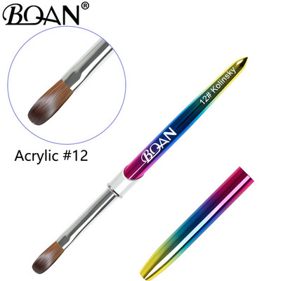 BQAN #8-#18 Kolinsky Pensule acrilice pentru unghii Perii 3D pentru unghii pure lucrate manual pentru aplicarea acrilului Set profesional de pensule pentru unghii