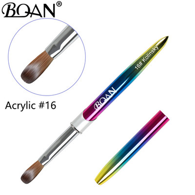 BQAN #8-#18 Kolinsky Pensule acrilice pentru unghii Perii 3D pentru unghii pure lucrate manual pentru aplicarea acrilului Set profesional de pensule pentru unghii