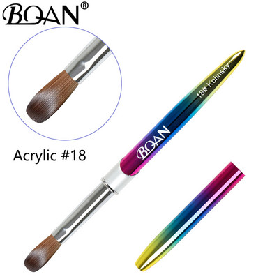 BQAN #8-#18 Kolinsky Pensule acrilice pentru unghii Perii 3D pentru unghii pure lucrate manual pentru aplicarea acrilului Set profesional de pensule pentru unghii