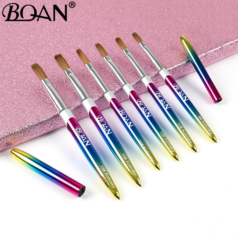BQAN #8-#18 Kolinsky Pensule acrilice pentru unghii Perii 3D pentru unghii pure lucrate manual pentru aplicarea acrilului Set profesional de pensule pentru unghii
