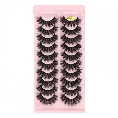 10 perechi de gene false ondulate rusești Gene false detașabile din fibră artificială 7D cu aspect frumos