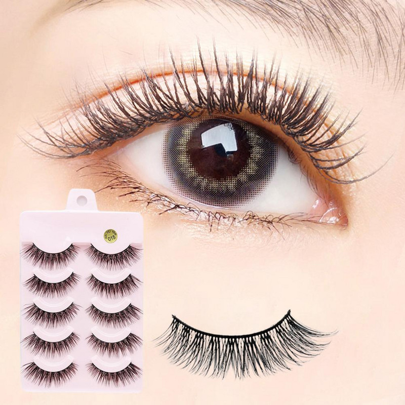 5 pari/kutija trepavica Moderne ljepotice Umjetne trepavice s efektom dvostrukih kapaka Praktične umjetne trepavice