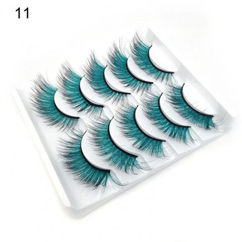 5 ζεύγη 3D ψεύτικες βλεφαρίδες με όμορφες όμορφες πολύχρωμες 3D επεκτάσεις μακιγιάζ Eye Lashes Mini false eyelashes
