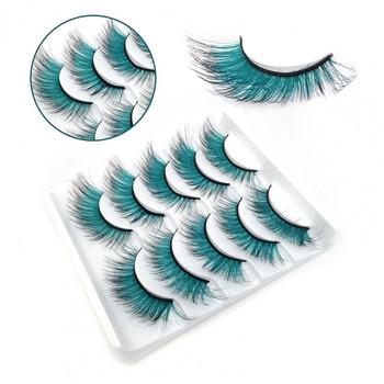 5 ζεύγη 3D ψεύτικες βλεφαρίδες με όμορφες όμορφες πολύχρωμες 3D επεκτάσεις μακιγιάζ Eye Lashes Mini false eyelashes