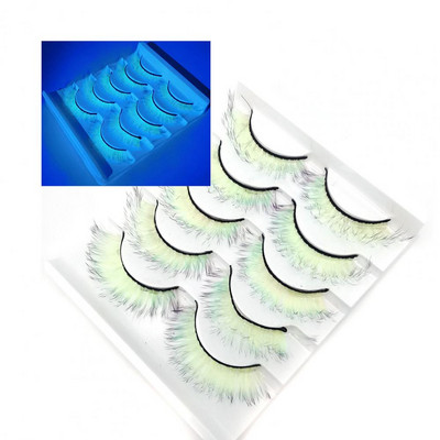 5 pāri 3D mākslīgās skropstas Jauka izskata daudzkrāsu 3D grima pieaudzēšana Skropstas Mini mākslīgās skropstas