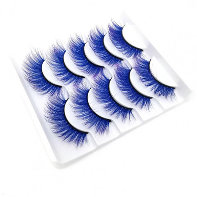 5 pāri 3D mākslīgās skropstas Jauka izskata daudzkrāsu 3D grima pieaudzēšana Skropstas Mini mākslīgās skropstas
