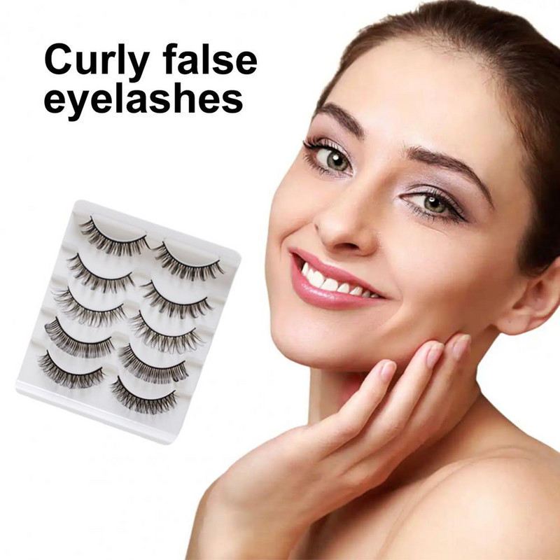 5 pari/kutija Set umjetnih trepavica, meke, udobne za nošenje, trodimenzionalne guste umjetne trepavice početnici