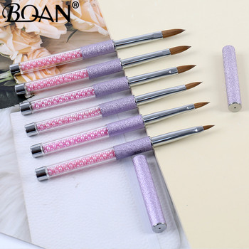BQAN Purple Acrylic Nail Art Brush Kolinsky Sable Hair Size #2-#12 Manicure Art Tool Pearl Handle kolinsky Акрилна четка за нокти