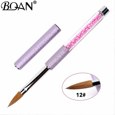 BQAN Perie pentru unghii acrilice mov Kolinsky Sable Mărimea părului #2-#12 Instrument de artă pentru manichiură Mâner cu perle Perie kolinsky pentru unghii acrilice