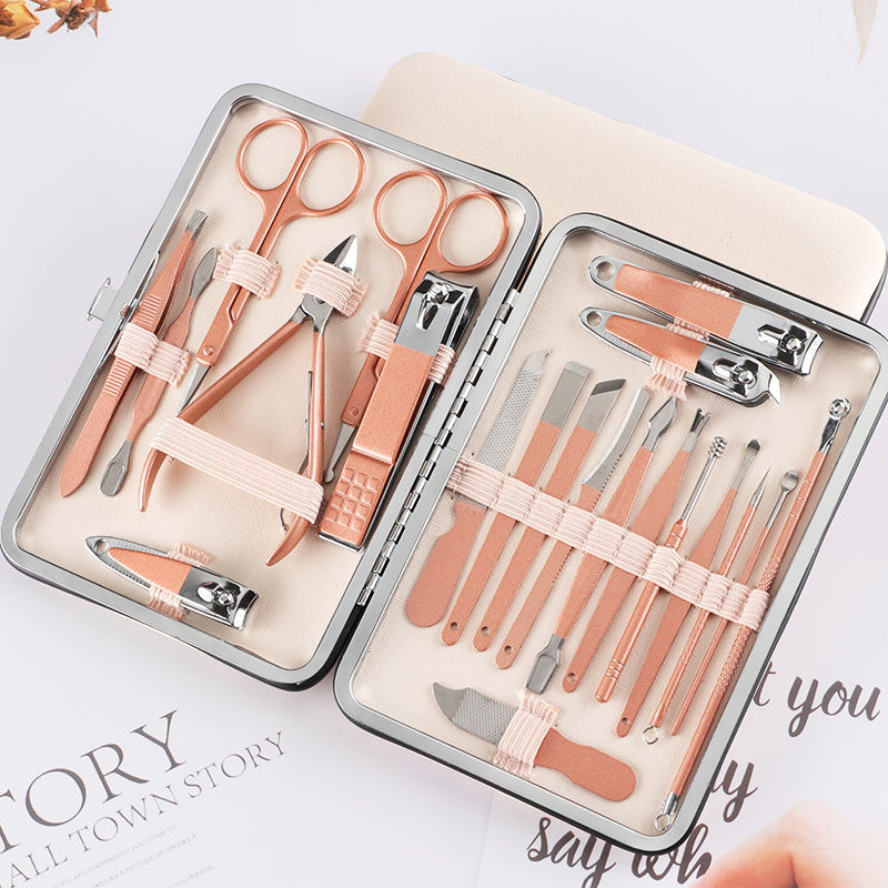 Manikűr készlet Pedikűr készletek körömvágó rozsdamentes acél professzionális körömvágó eszközök Travel Case Kit körömkészlet körömszerszámokkal