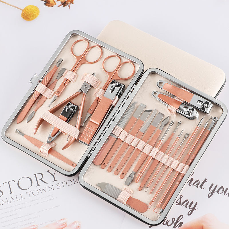 Manikűr készlet Pedikűr készletek körömvágó rozsdamentes acél professzionális körömvágó eszközök Travel Case Kit körömkészlet körömszerszámokkal