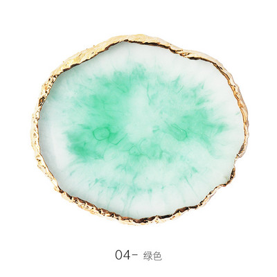 Instrument de pictură pentru unghii Paleta de rășină Golden Edge Manichiură Instrument de vopsea de culoare Frunză rotundă Placă de formă pătrată