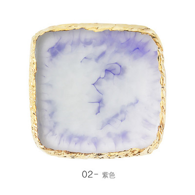 Instrument de pictură pentru unghii Paleta de rășină Golden Edge Manichiură Instrument de vopsea de culoare Frunză rotundă Placă de formă pătrată