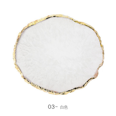 Instrument de pictură pentru unghii Paleta de rășină Golden Edge Manichiură Instrument de vopsea de culoare Frunză rotundă Placă de formă pătrată