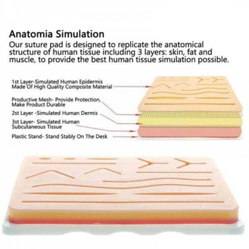 Chirurginio siuvimo mokymo rinkinys Skin Operate Siture Practice Odos lavinimo pagalvėlė Siuvimo žirklinis rinkinys Silikonas su adata Surgeon M T3S2