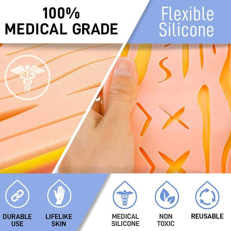 Chirurginio siuvimo mokymo rinkinys Skin Operate Siture Practice Odos lavinimo pagalvėlė Siuvimo žirklinis rinkinys Silikonas su adata Surgeon M T3S2