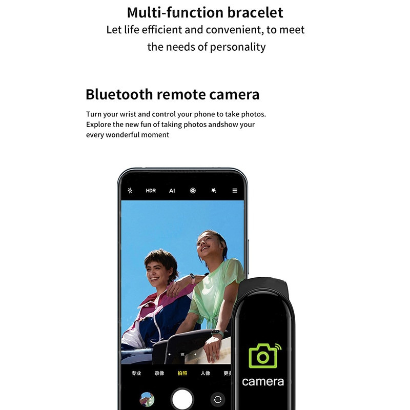 M6 pametna narukvica Višenamjenski mjerač otkucaja srca Krvni tlak Korak Glazba Praćenje spavanja M6 Smart Fitness sportski sat