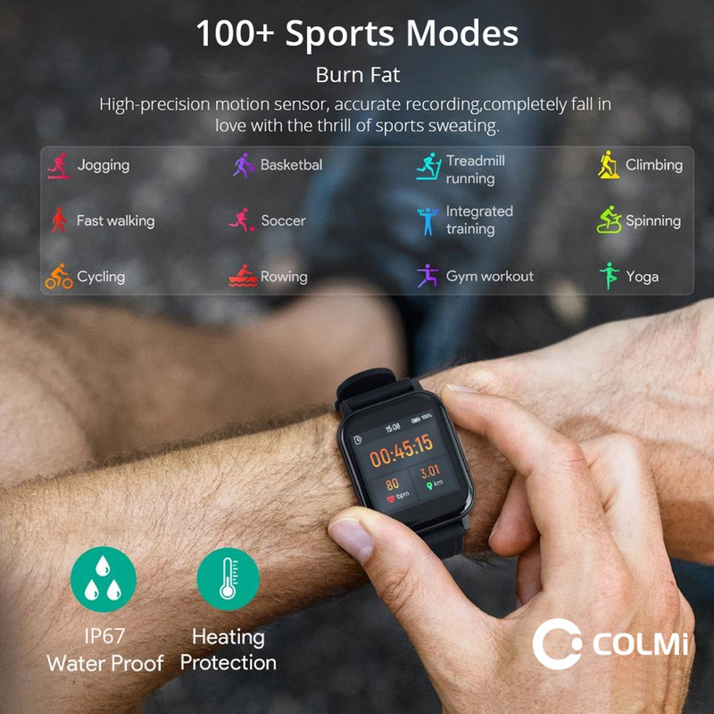 COLMI P20 Plus 2023 okosóra 1,83 hüvelykes Bluetooth hívó 100+ sportmodellek pulzusszám alvásmérő okosóra férfiaknak női