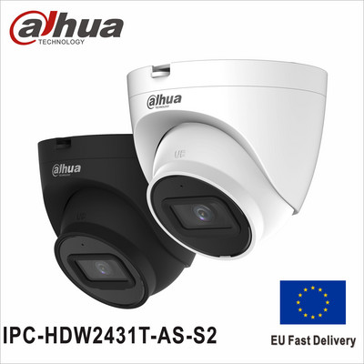 Dahua Original IPC-HDW2431T-AS-S2 4MP IP kamera HD POE Integruotas MiC SD kortelės lizdas H.265 IP67 30M IR Starlight Dome kamera