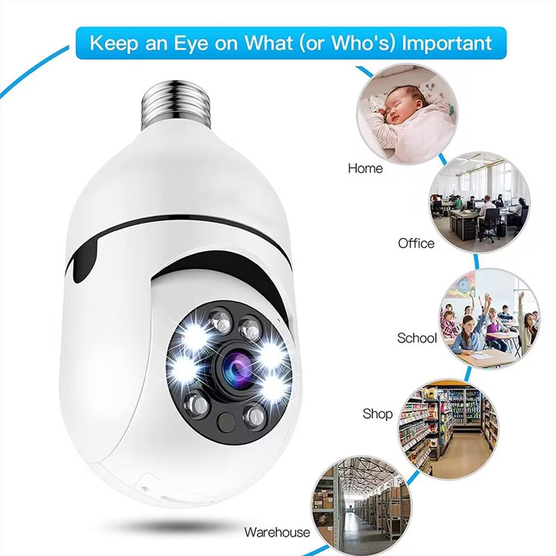 LLSEE YOOSEE Cameră de supraveghere IP, video, bec E27, 3MP, full-color, Wi-Fi, mini interior, securitate smart home, monitorizare bebeluși,
